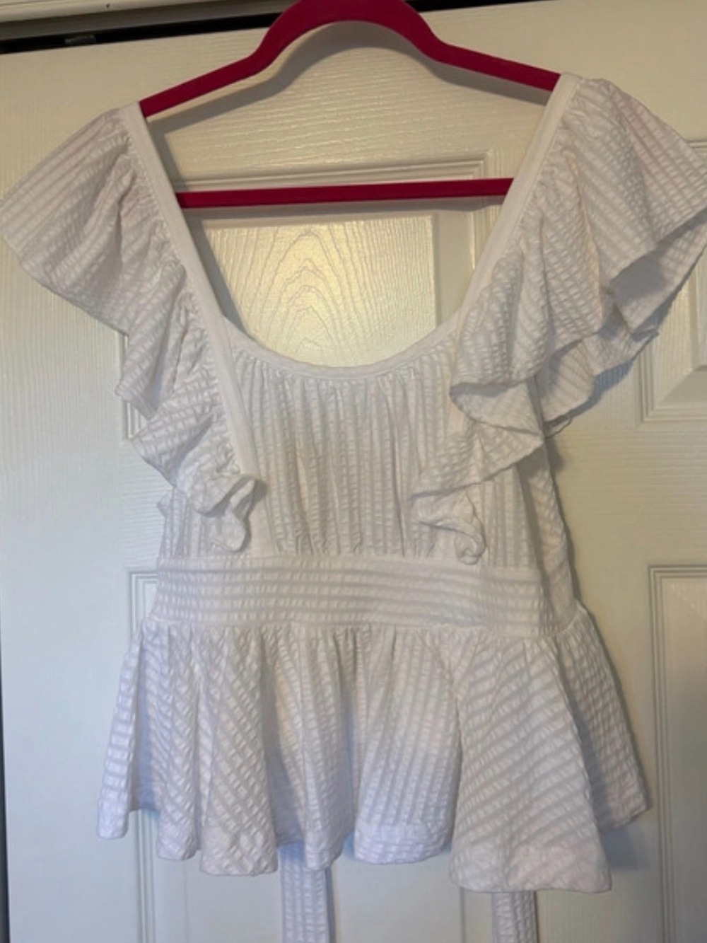 Altar’d State White Ruffle Peplum Women's Top